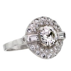 Art Deco Diamond and Platinum Ring Engagement Ring