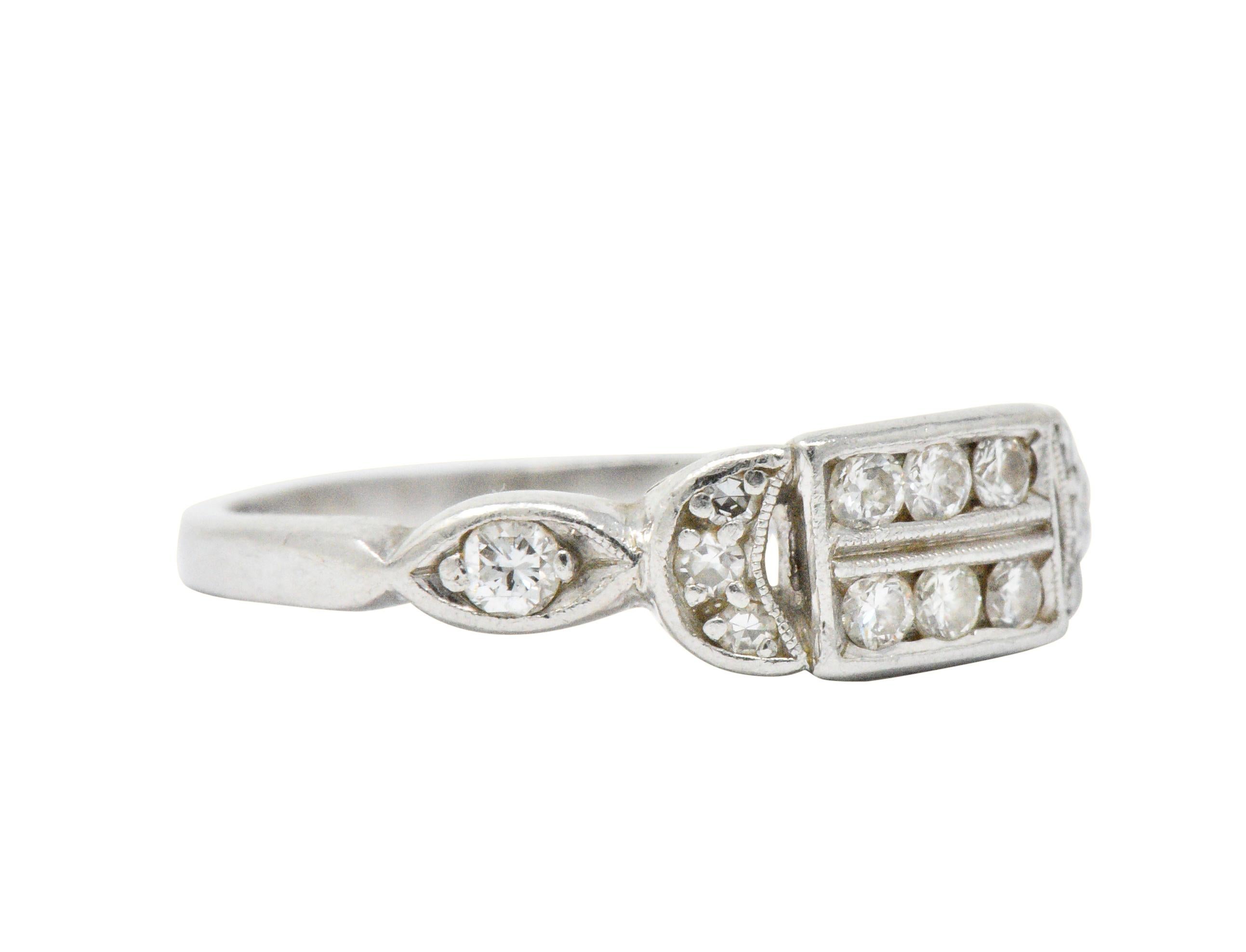 Art Deco Diamond and Platinum Ring In Excellent Condition In Philadelphia, PA