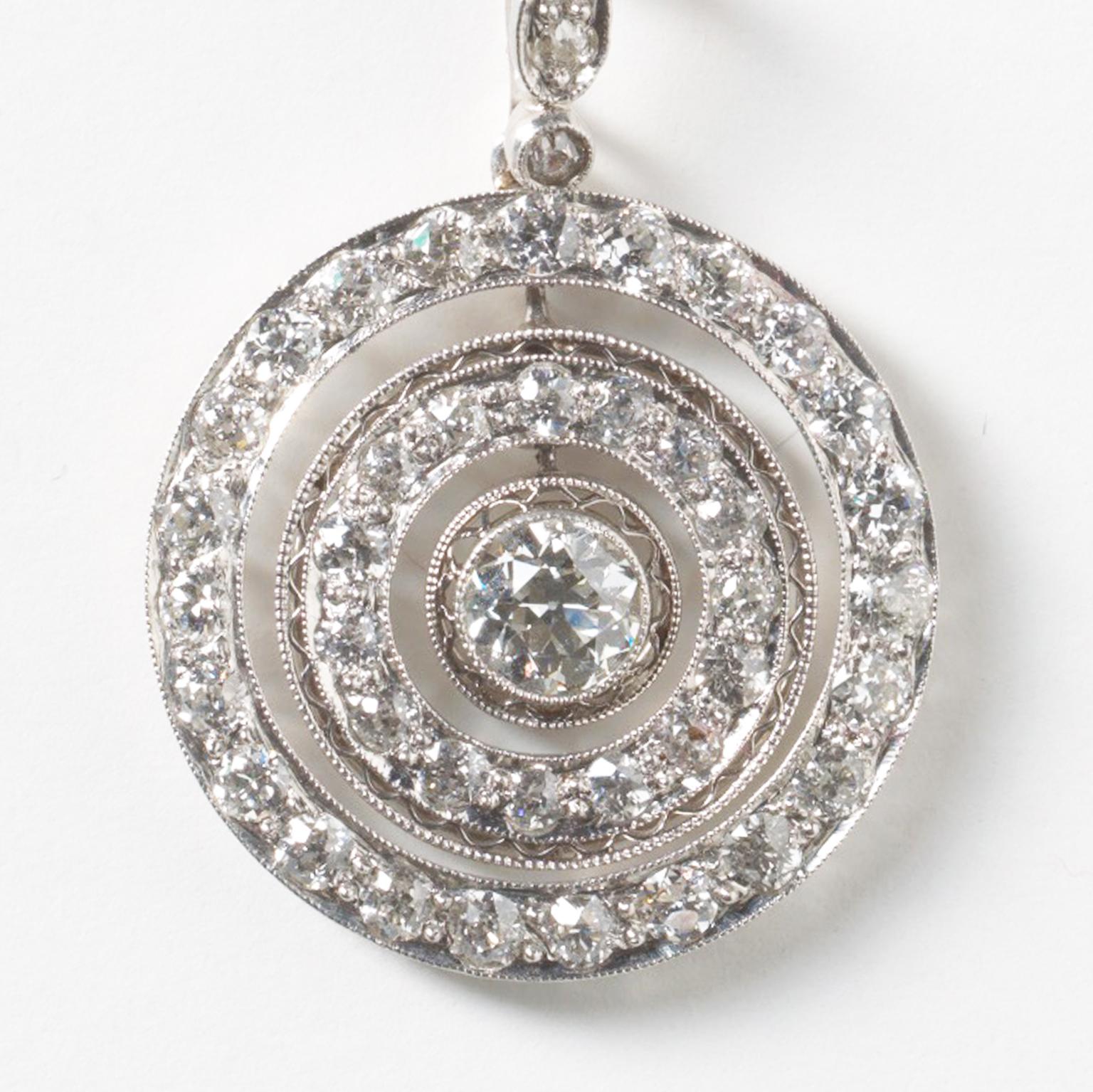 Women's Art Deco Diamond and Platinum Target Pendant