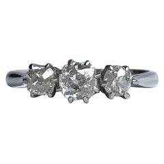 Art Deco Diamond and Platinum Three-Stone Ring