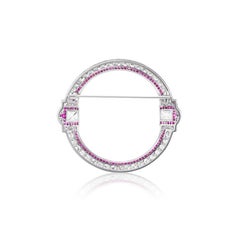 Art Deco Diamond and Ruby Circle Pin