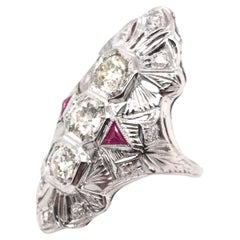 Art Deco Diamond and Ruby Dinner Ring