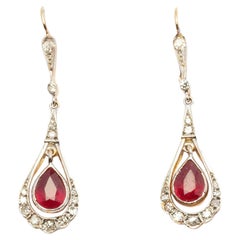 Art Deco diamond and ruby earrings