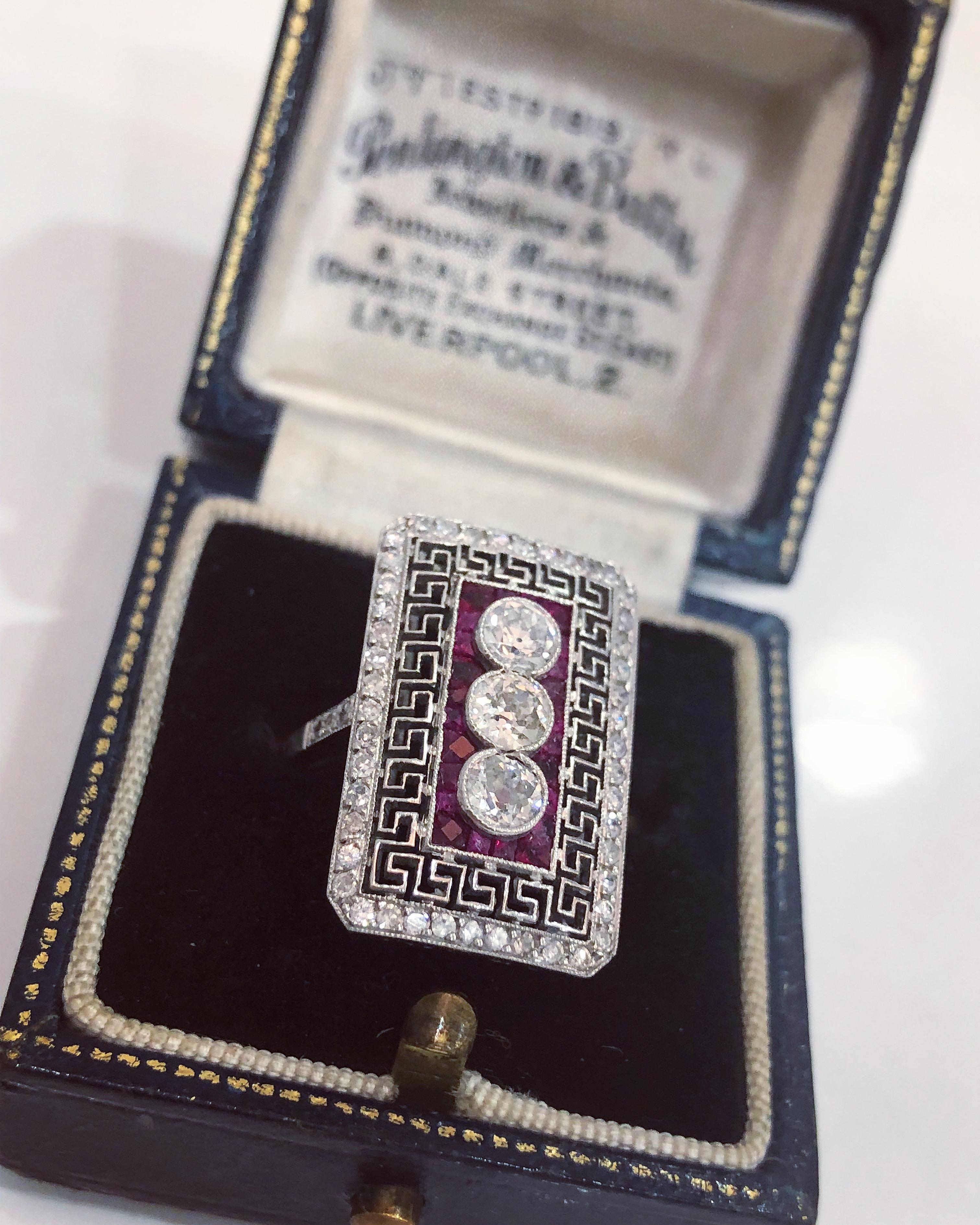 Art Deco Diamond and Ruby Ring, circa 1920s In Good Condition In London, GB
