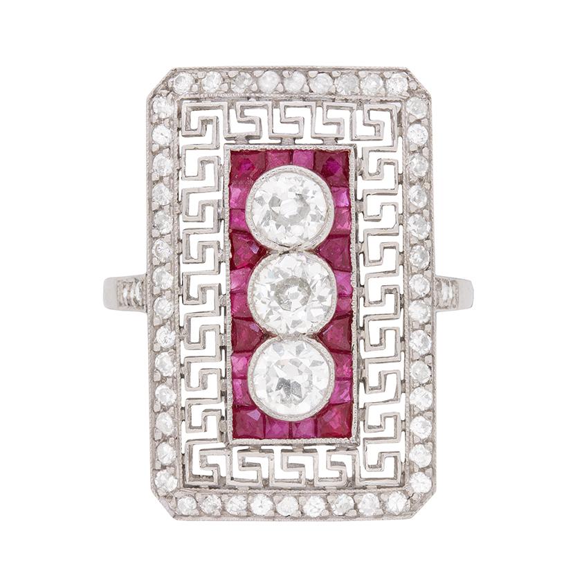 Art Deco Diamond and Ruby Ring, circa 1920s