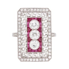 Art Deco Diamond and Ruby Ring, circa 1920s