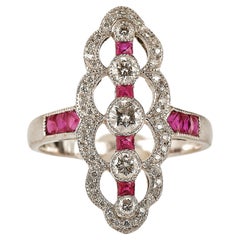 Art-Déco-Ring mit Diamanten und Rubinen 