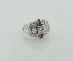 Art Deco Diamond and Ruby Ring in Platinum