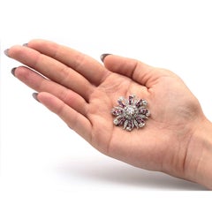 Art Deco Diamond and Ruby Sunburst Brooch