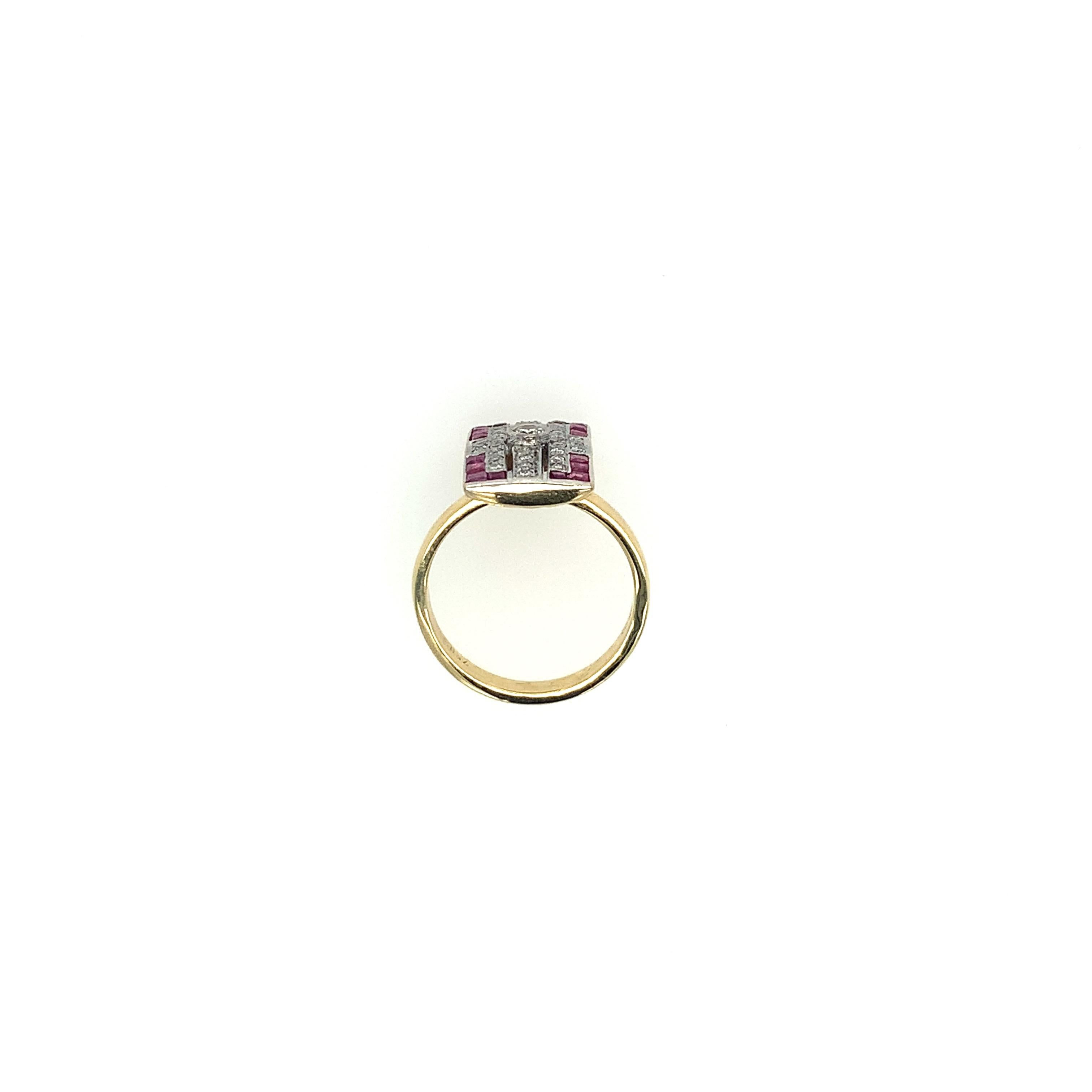 Art Deco Diamond and Ruby Two Tone Ring      For Sale 2