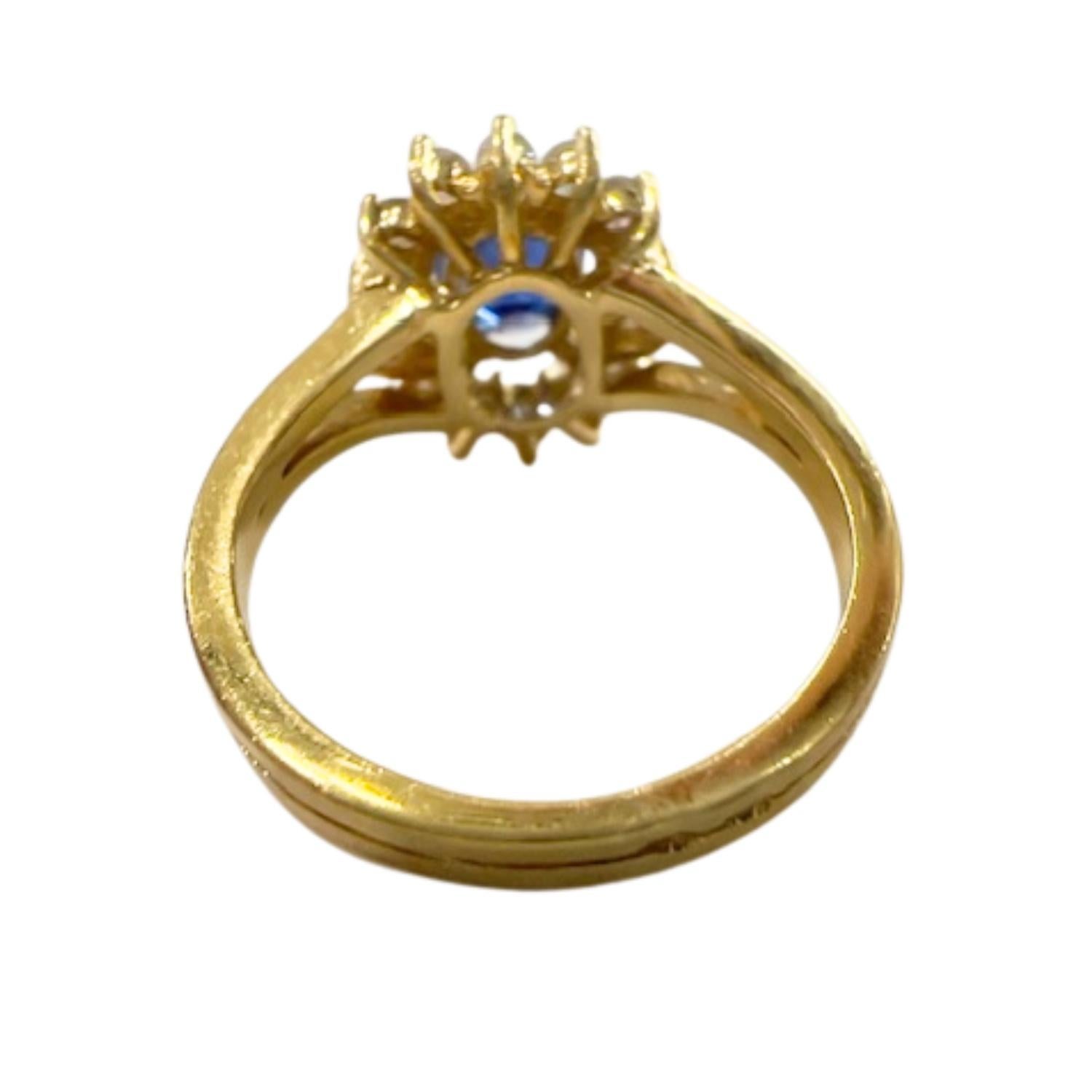 Bague Art déco en or jaune 18 carats, diamant et saphir en vente 1