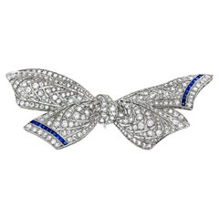 Art Deco Diamond and Sapphire Bow Brooch