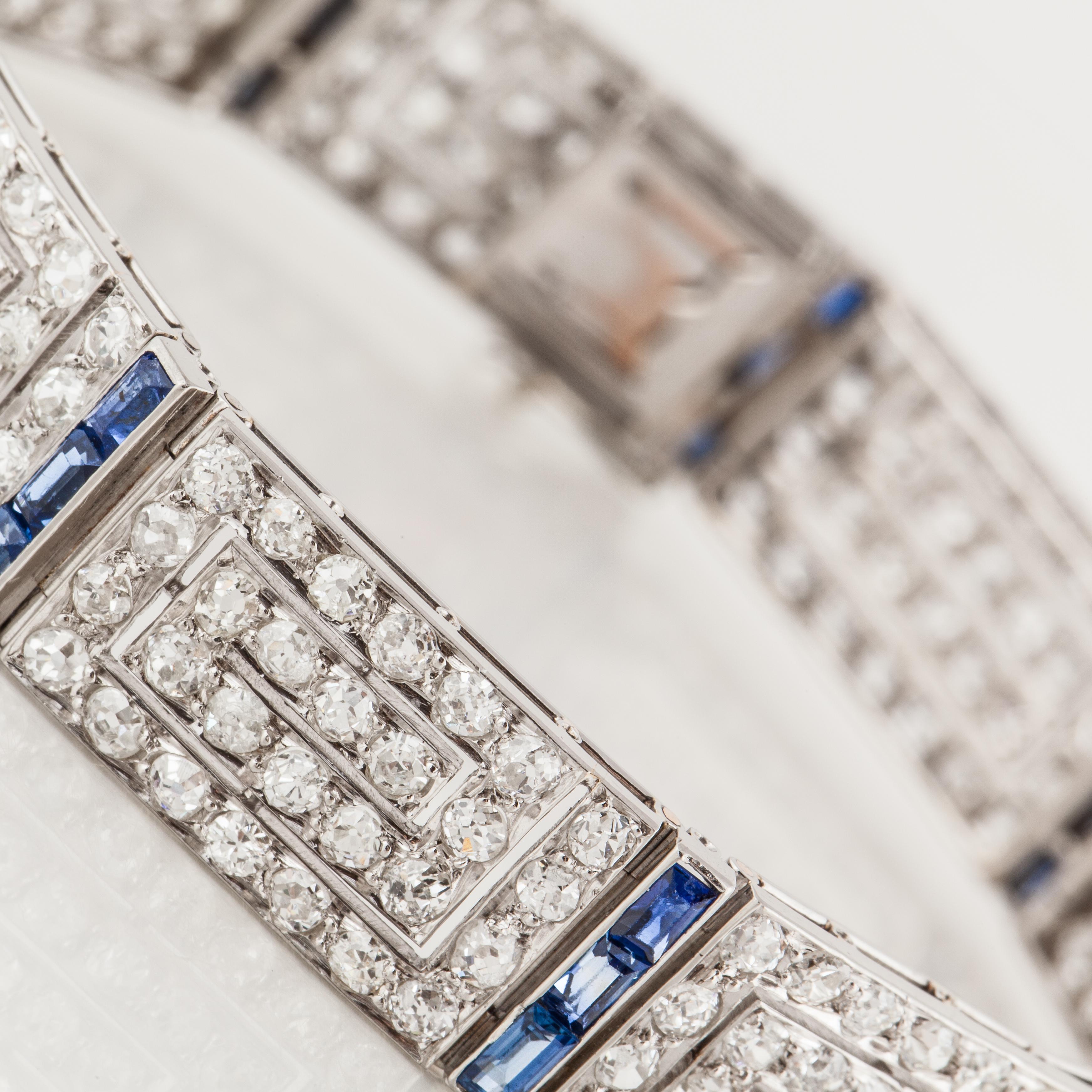 Women's Art Deco Diamond and Sapphire Bracelet