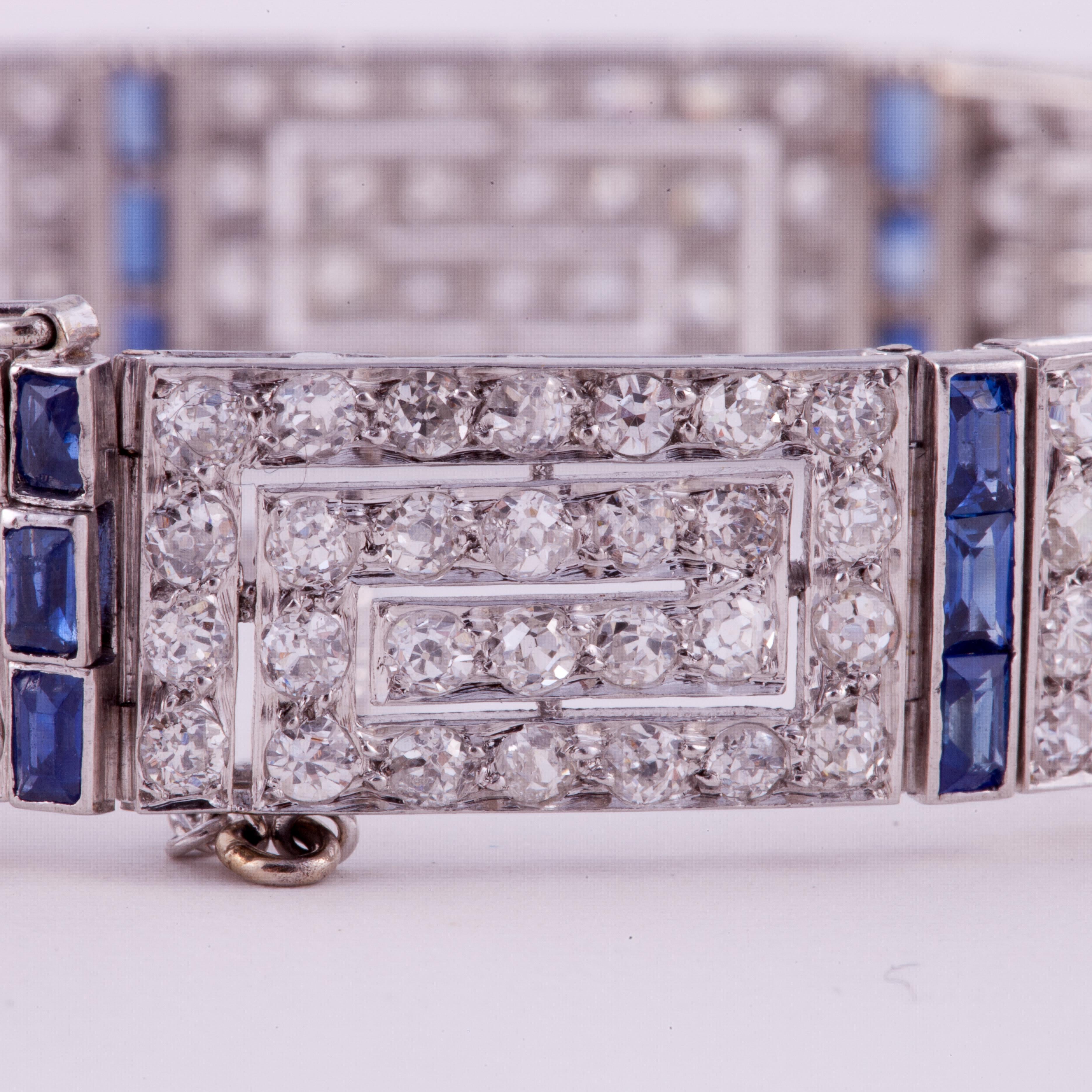 Art Deco Diamond and Sapphire Bracelet 2