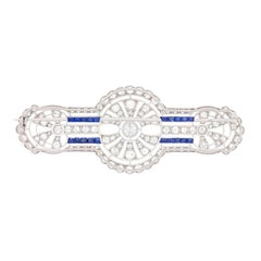 Art Deco Diamond and Sapphire Brooch, circa 1920s