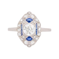 Art Deco Diamond and Sapphire Cluster Ring, circa 1920s