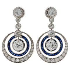 Art Deco Ohrringe mit Diamanten und Saphiren