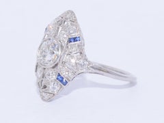 Art Deco Diamond and Sapphire Filigree Ring, circa 1920s
