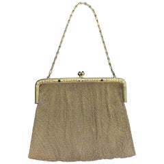 Art Deco Diamond and Sapphire Gold Purse 7.75 Ounces 14 Karat Gold Circa 1800's