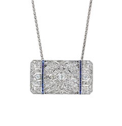 Art Deco Diamant- und Saphir-Anhänger-Brosche