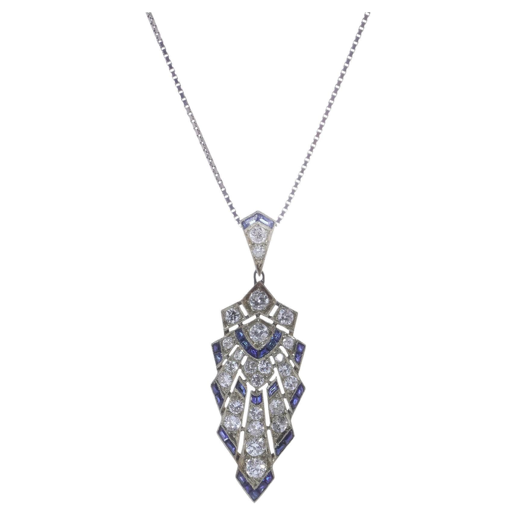 Collana con diamante e zaffiro Art Deco, 1920 ca.