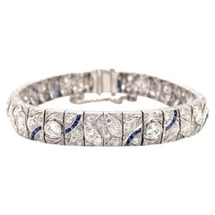 Art Deco Diamond and Sapphire Platinum Bracelet, circa 1930s