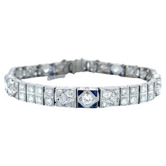 Antique Art Deco Diamond and Sapphire Platinum Bracelet