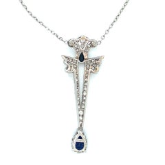 Art Deco Diamond and Sapphire Platinum Pendant