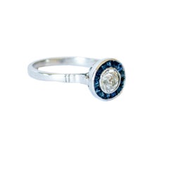 0.56 carat Diamond and 0.86 carat Sapphire Platinum Cocktail Ring