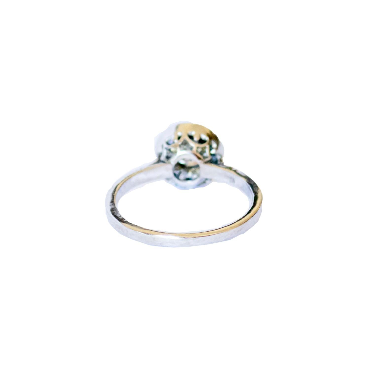 Art Deco 0.56 carat Diamond and 0.86 carat Sapphire Platinum Cocktail Ring For Sale