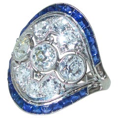 Art Deco Diamond and Sapphire Ring, circa 1920