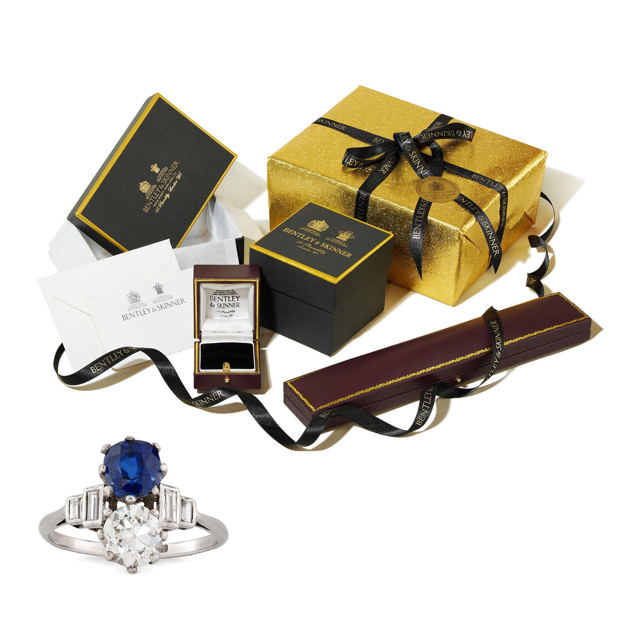 Women's or Men's Art Deco Diamond and Sapphire Ring