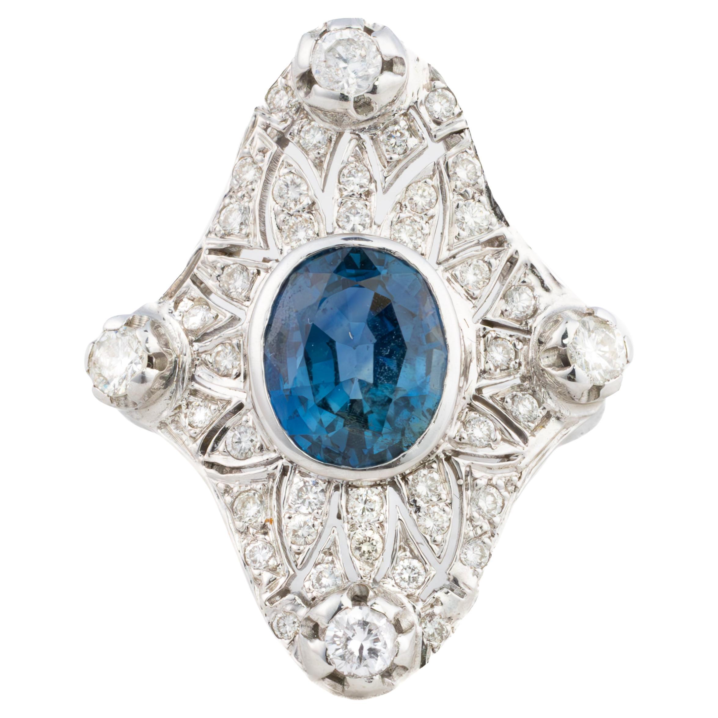Art Deco Diamant und Saphir Ring im Angebot