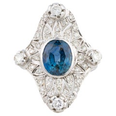 Bague Art déco en diamant et saphir
