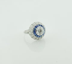 Art-déco-Diamant- und Saphirring aus Platin, ca. 1920er Jahre