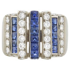 Diamant- und Saphir-Ring im Art-déco-Stil