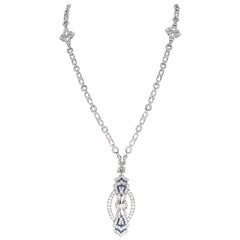 Sautoir-Halskette mit abnehmbarer Brosche, Art déco, Diamant und Saphir
