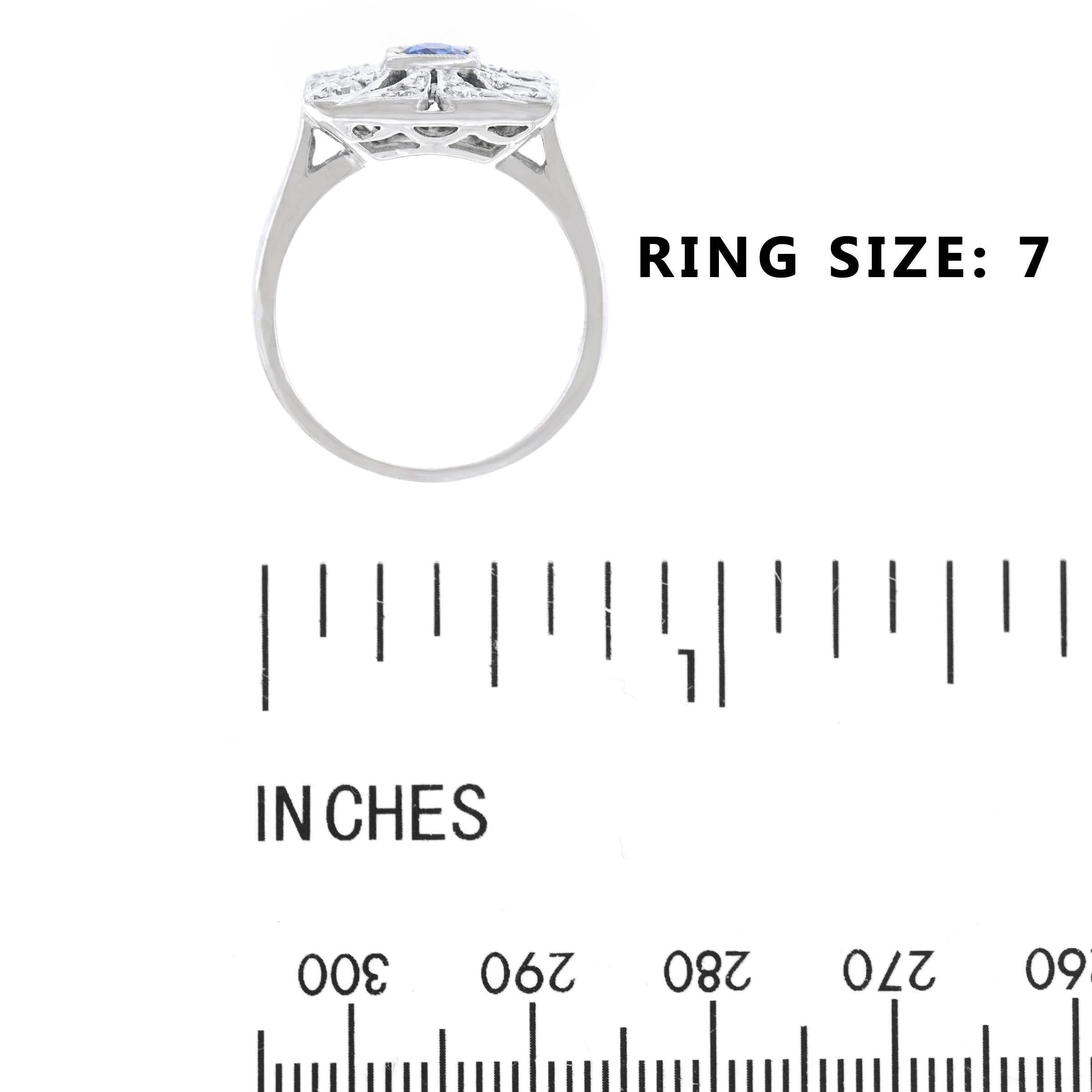 Art Deco Diamond and Sapphire Set Gold Ring 2