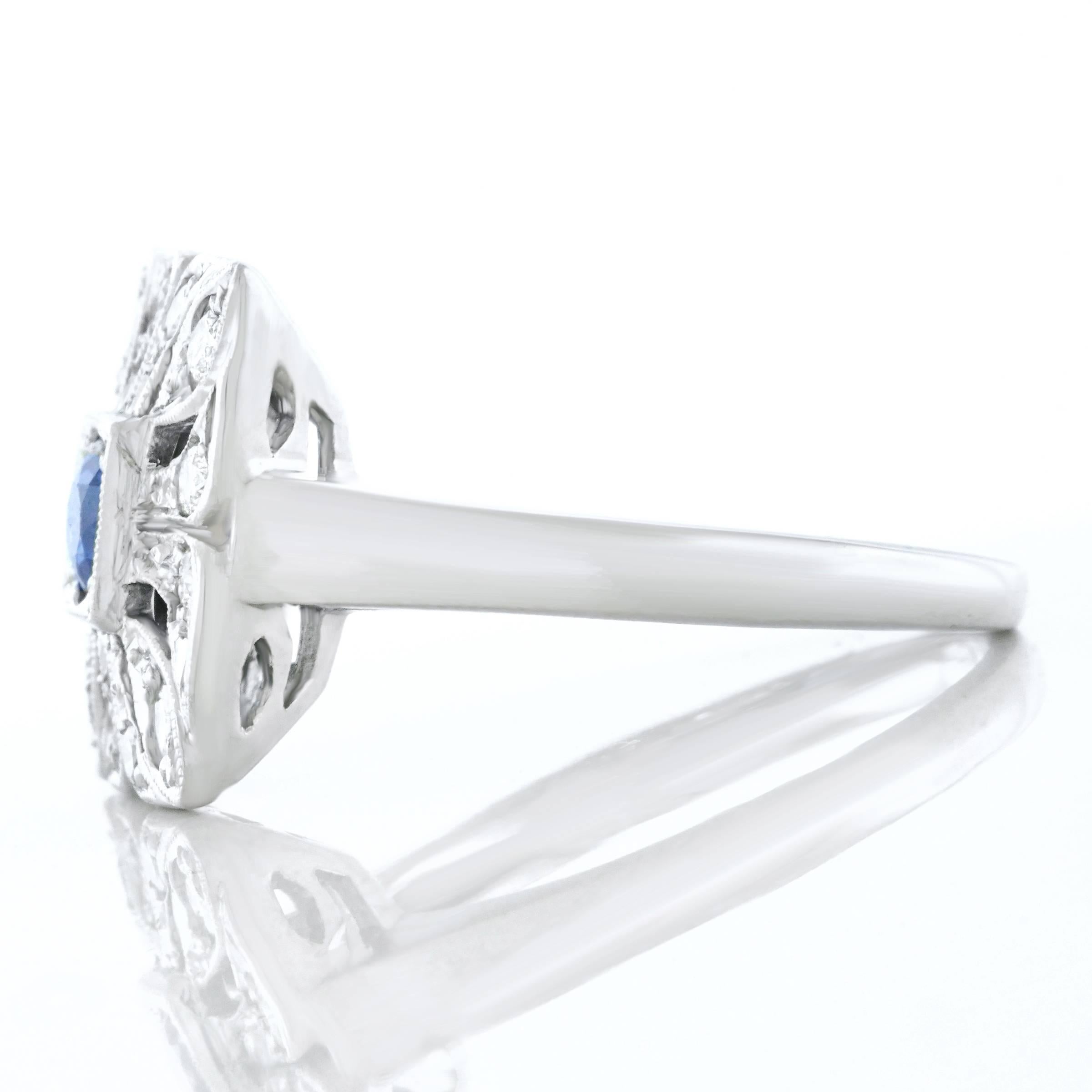 Art Deco Diamond and Sapphire Set Gold Ring 3