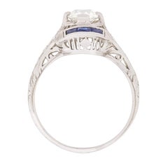 Art Deco Diamond and Sapphire Solitaire Ring, circa 1920s