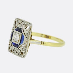 Art Deco Diamond and Sapphire Tablet Ring