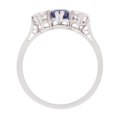 Art Deco Diamond and Sapphire Three-Stone Ring, circa 1930s
