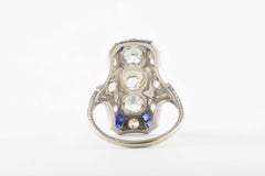 Art Deco Diamond and Sapphire Vertical Ring