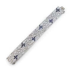 Bracciale Art Deco con diamante e zaffiro sintetico