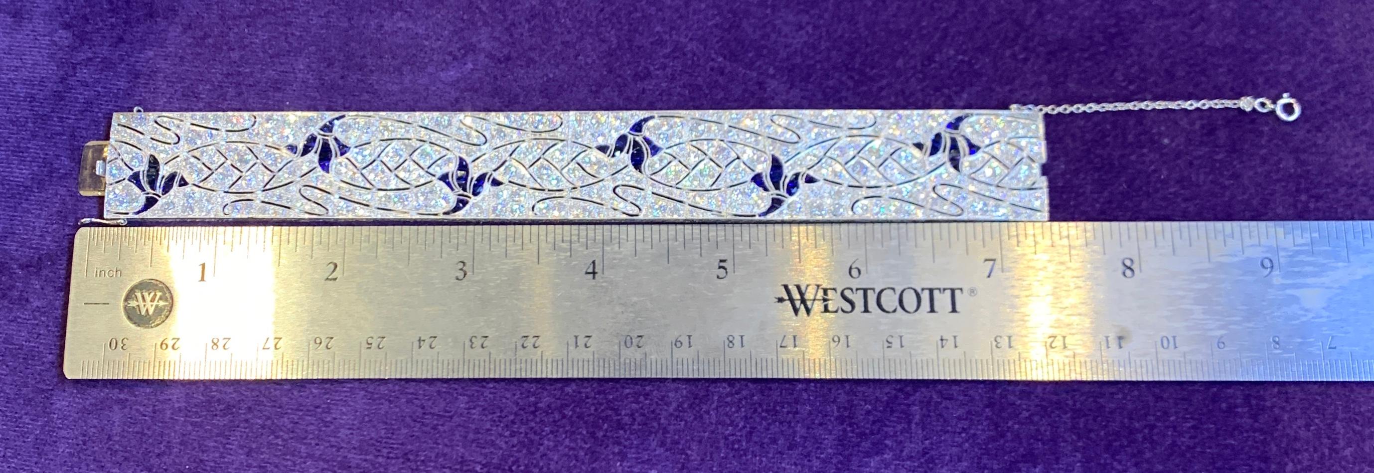 Art Deco Diamond and Synthetic Sapphire Bracelet In Excellent Condition In New York, NY