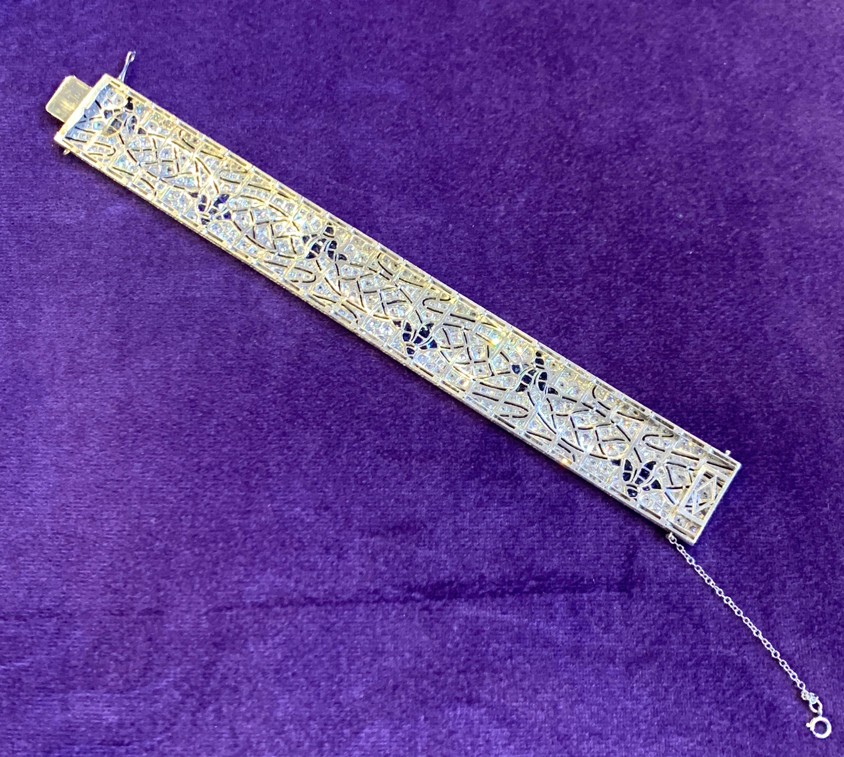 Women's Art Deco Diamond and Synthetic Sapphire Bracelet