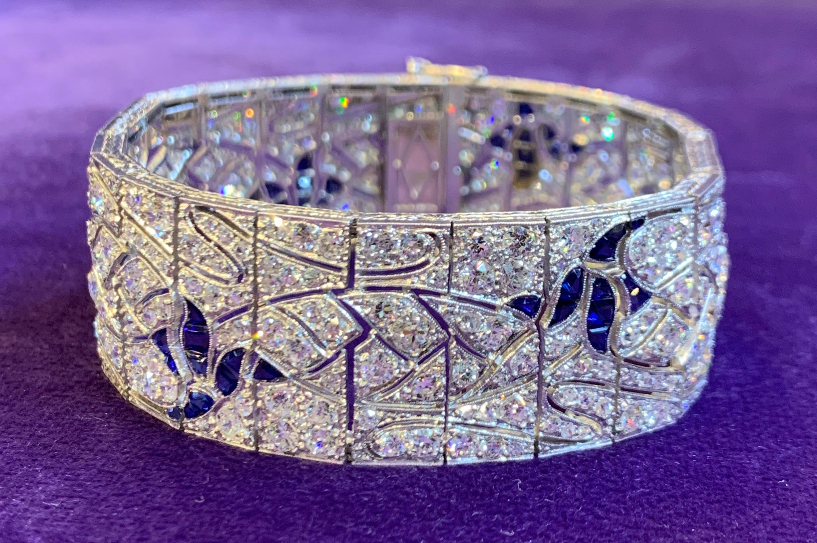 Art Deco Diamond and Synthetic Sapphire Bracelet 2