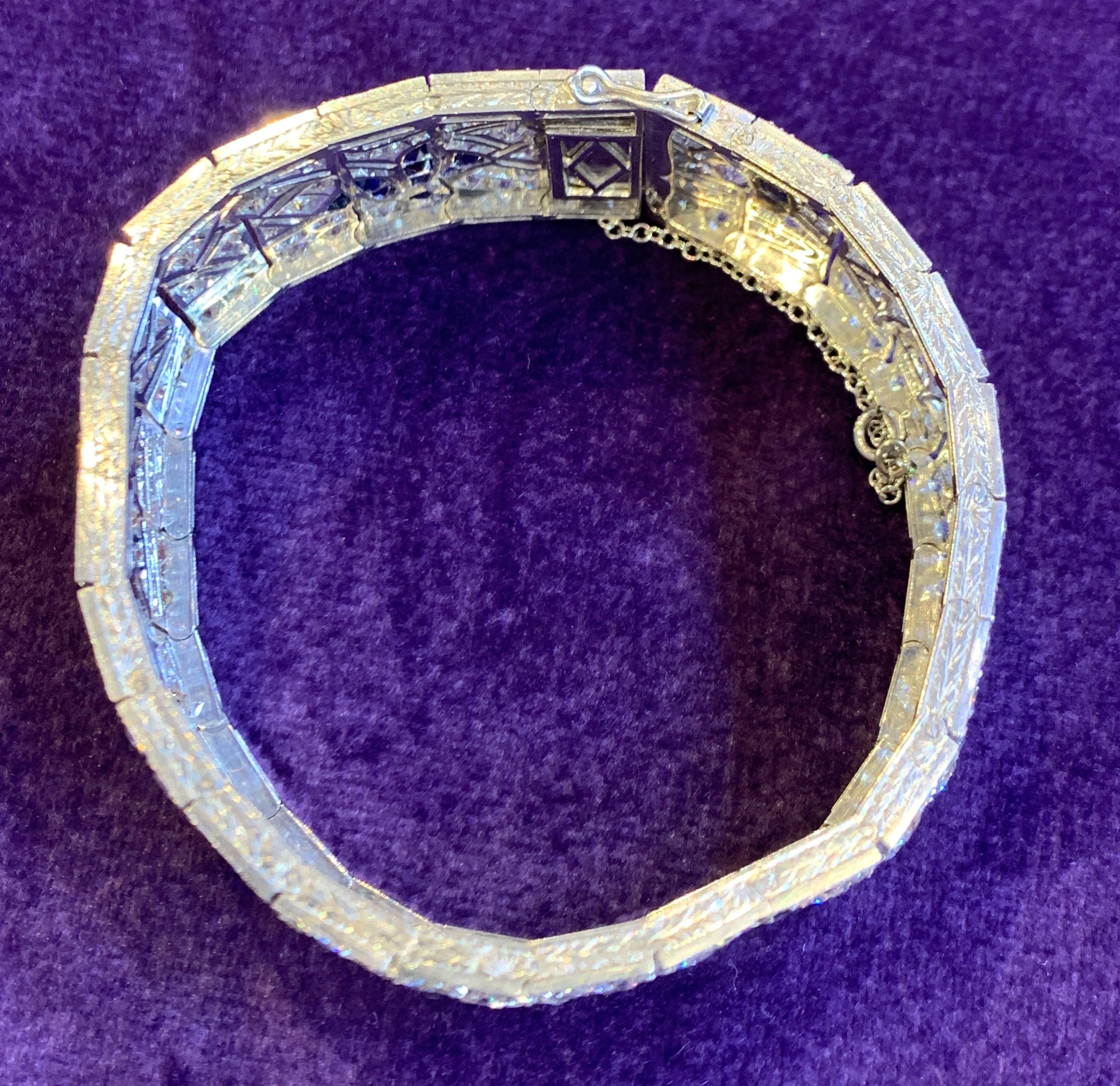 Art Deco Diamond and Synthetic Sapphire Bracelet 4