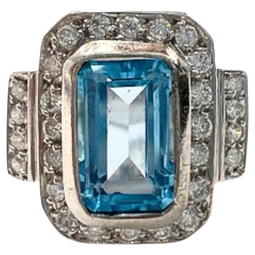 0.58 carat Diamonds and 1.5 carat Topaz Gold Cocktail Ring