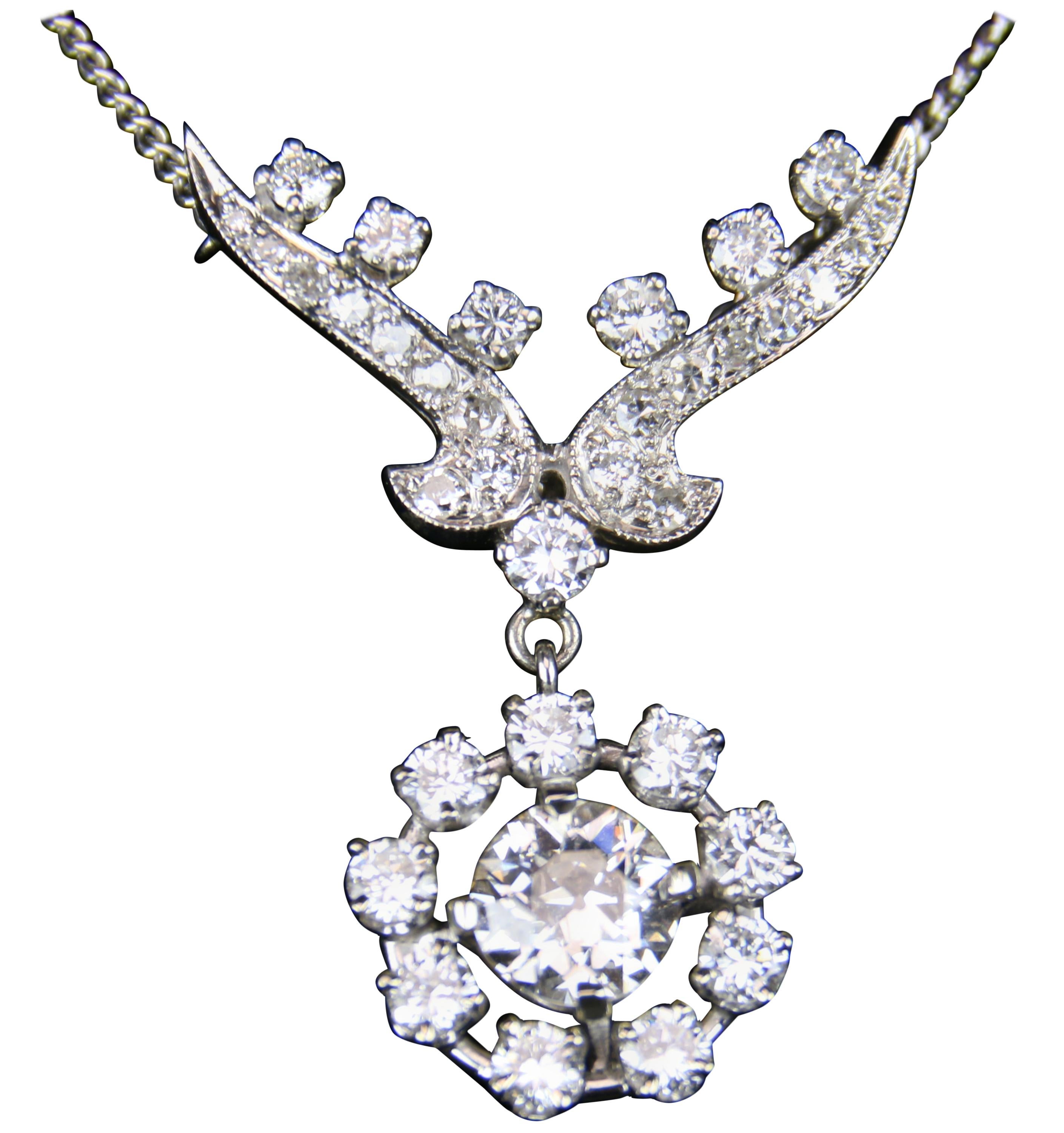 Art Deco Style Diamond and White Gold Pendant